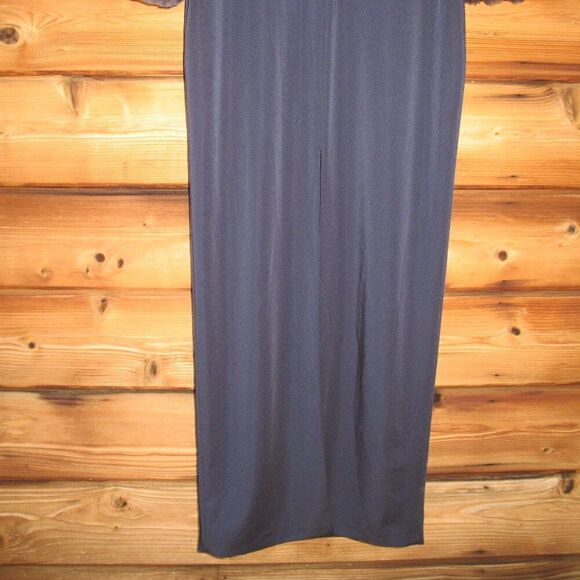 MAC DUGGAL 11233 Womens  Navy  Flounce Sleeve Square Neck Column Gown - Picture 8 of 11